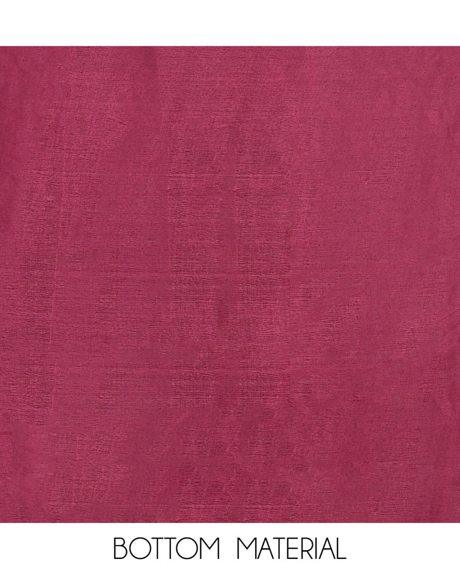 Magenta Material Churidar Set, Swarovski Stone Work Fox Georgette Top, Comes with a Plain Santoon Bottom, and a Scallop Swarovski Stone Work Fox Georgette Dupatta