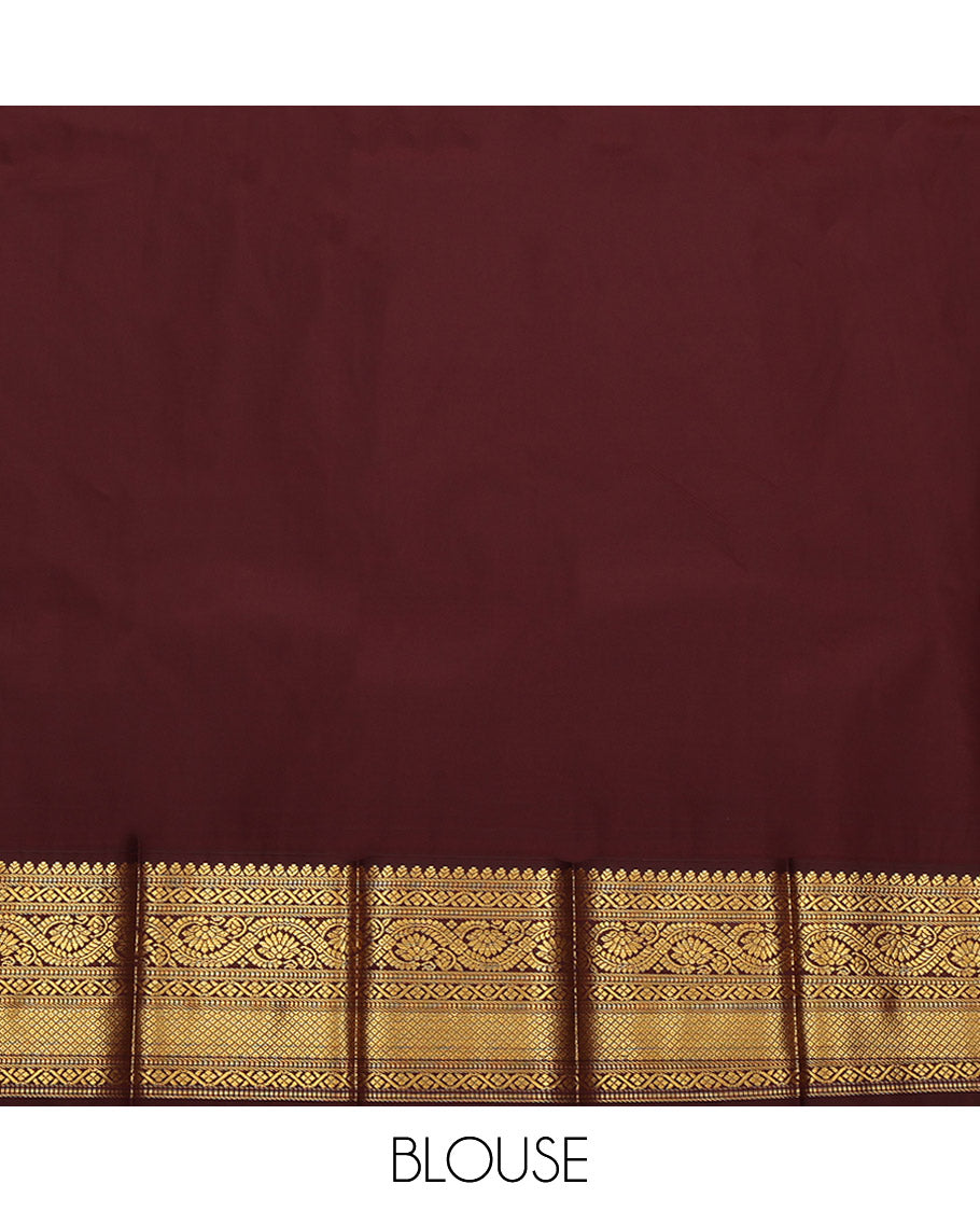Grey Budget Silk Saree, Graced with Zari Buttas on Its Body, Complemented by a Contrast Traditional Zari Design Border, Pallu of Jaal Design, and Paired with a Contrast Blouse