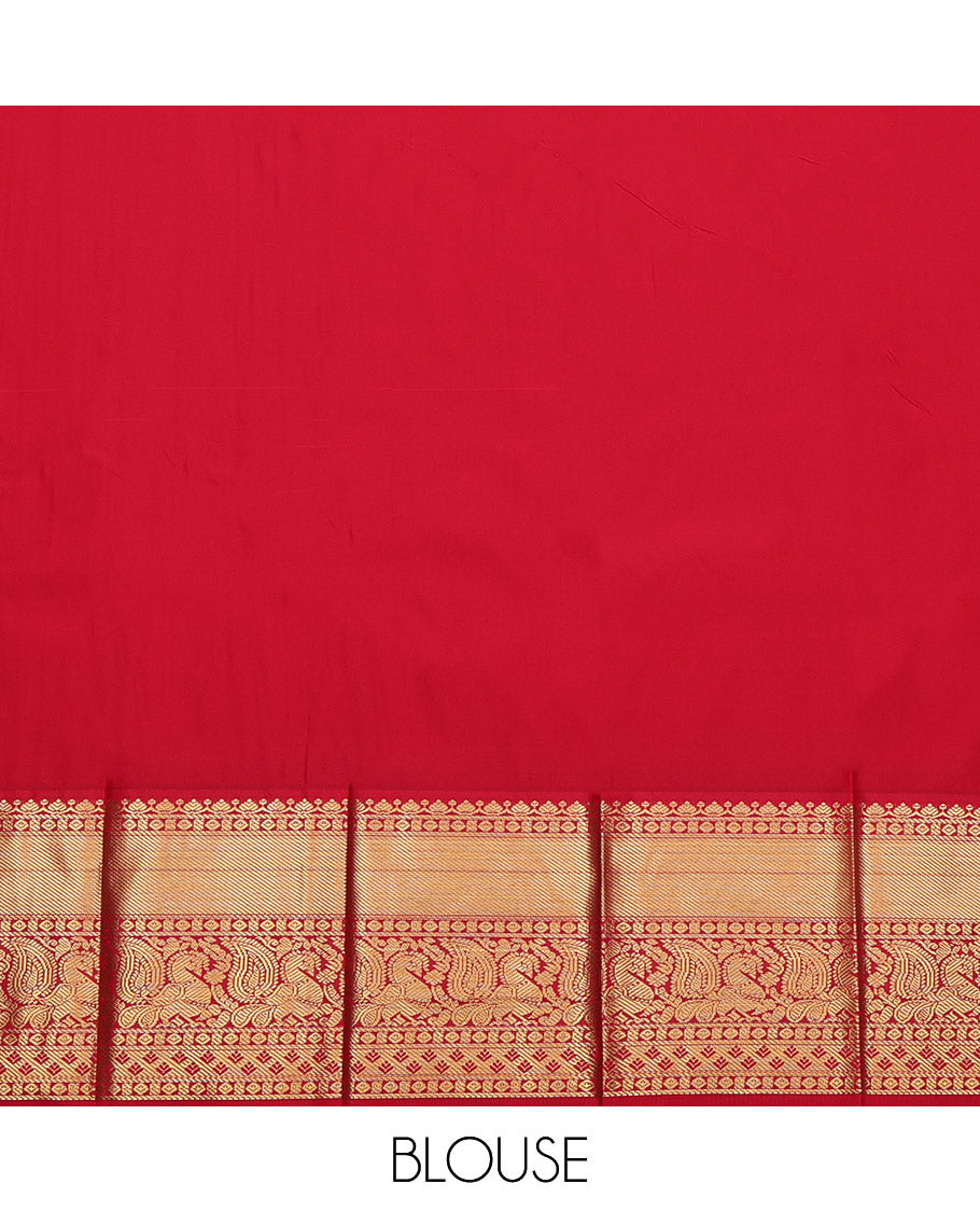 Light Blue Budget Silk Saree, Sparsely Woven with Buttas and Stripes, Complemented by Contrast Traditional Zari Border, Grand Pallu and a Contrast Blouse