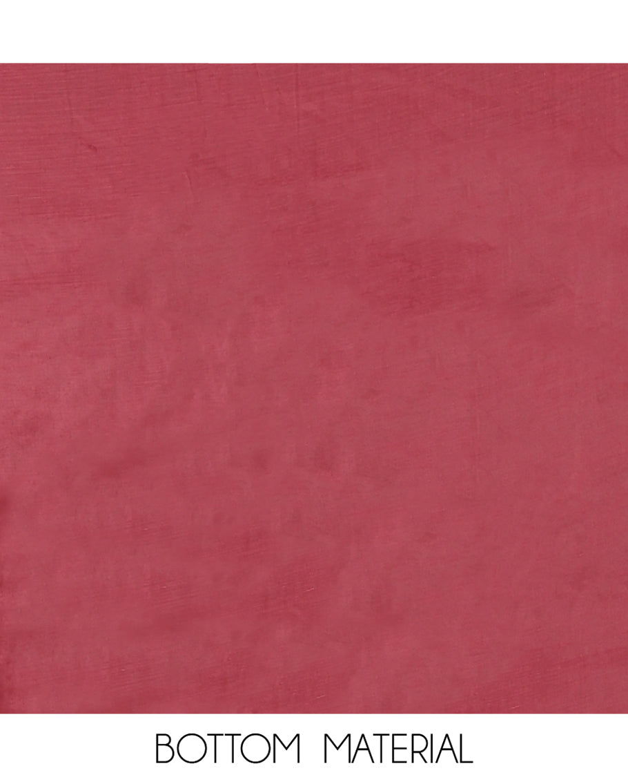 Maroon Mul Chanderi Material Chudidar Features Jamdani-Floral Top, Plain Bottom, Jamdani-Floral Dupatta
