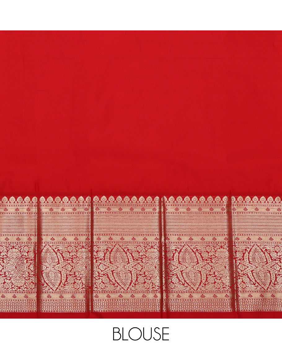 Wine Budget Silk Saree, Embellished with Zari Buttas on Its Body, Complemented by Contrast Traditional Zari Design Border, Grand Jaal Pallu, and Paired with a Contrast Blouse