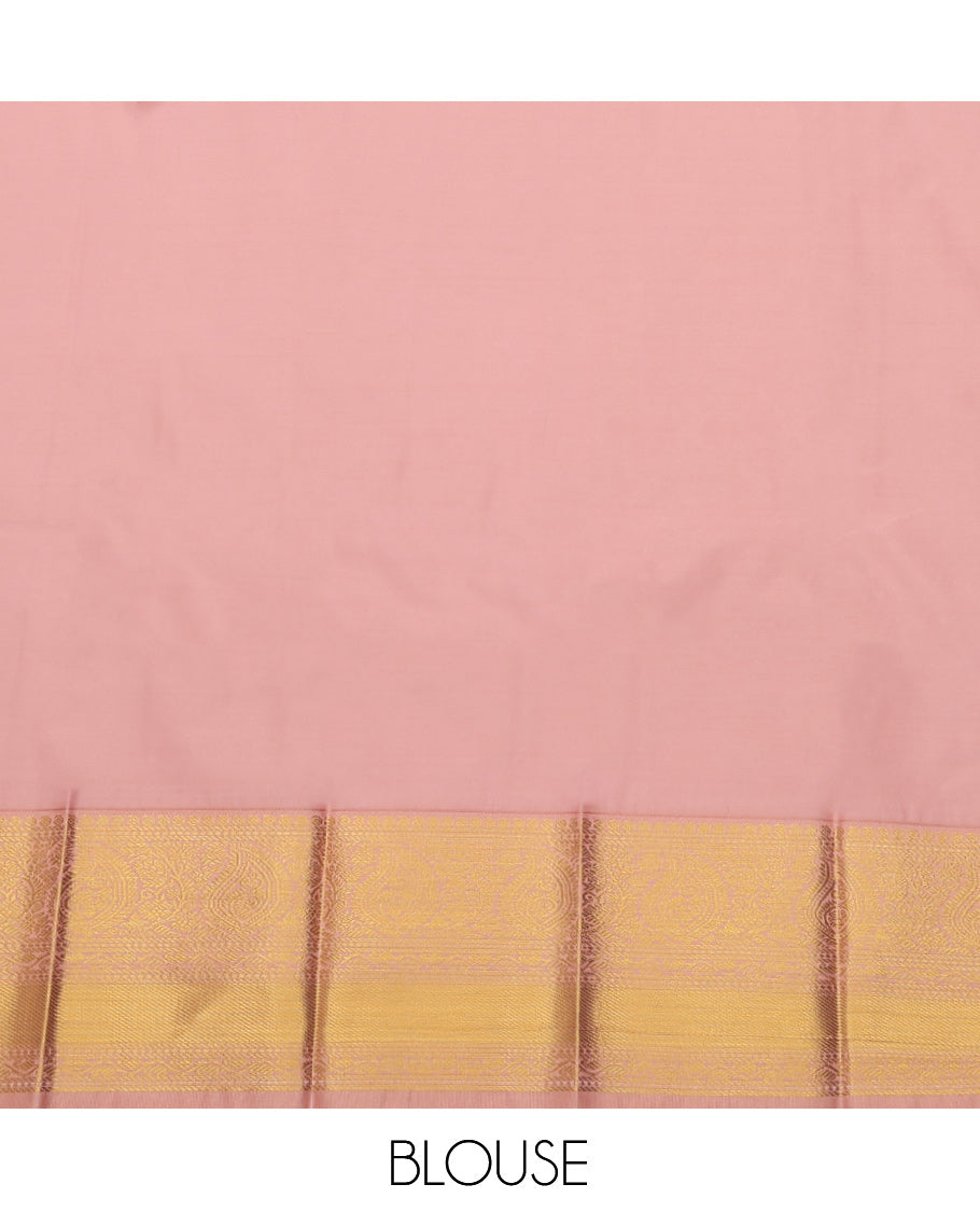 Brown Budget Silk Saree, Richly Detailed with Zari Buttas, Complemented by a Contrast Traditional Zari Border, Grand Pallu, and a Contrast Blouse
