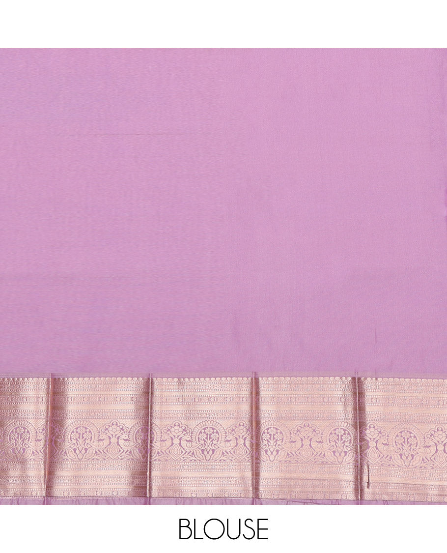 Blue Budget Silk Saree, Subtly Woven with Zari Buttas All Over Its Body, Complemented by a Contrast Traditional Zari Design Border, Grandly Zari Woven Pallu, and Paired with a Contrast Blouse