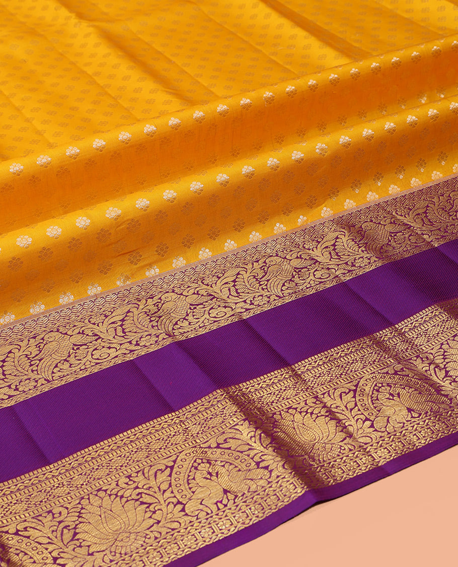 Yellow Pure Silk Pavadai Material Set