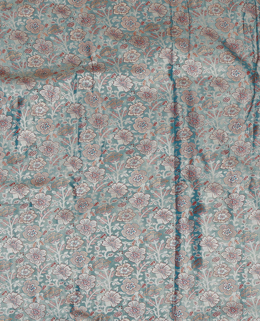 Blue Art Silk Pavadai Material Set