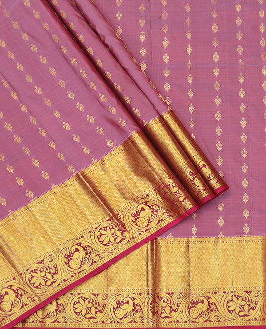 Onion Pink Pure-Silk Half Saree