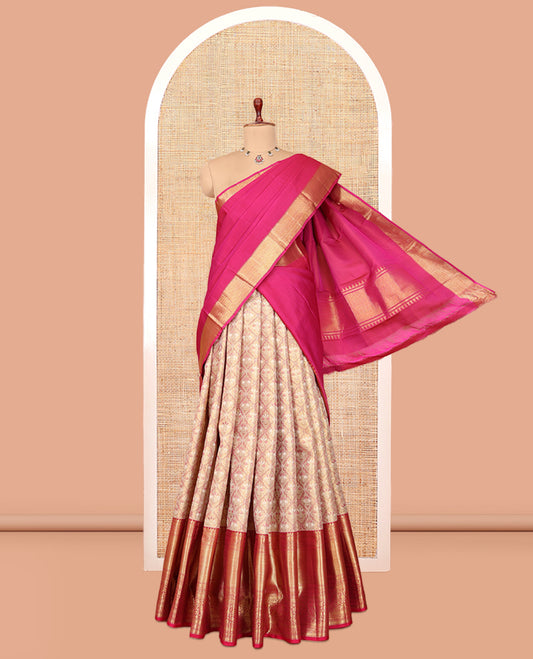 Sandal Pure Silk Half-Saree