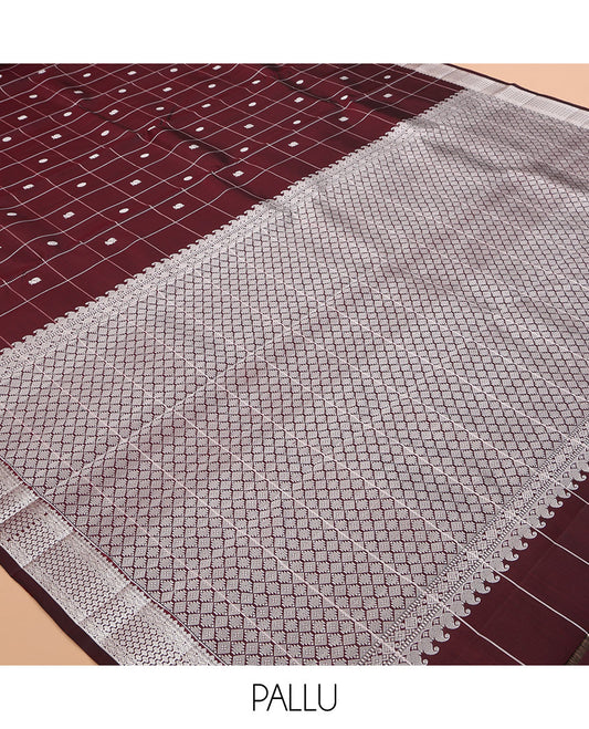 Maroon Kanchipuram Chettinad Saree