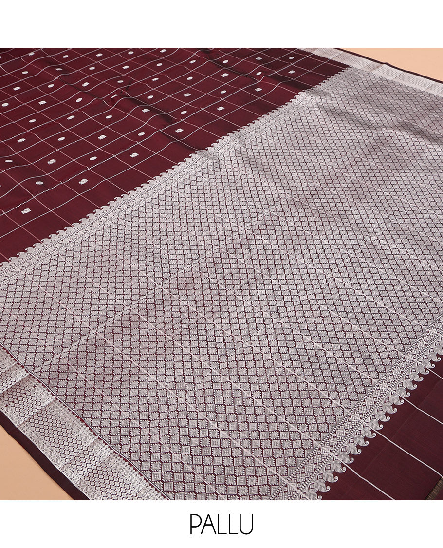 Maroon Kanchipuram Chettinad Saree