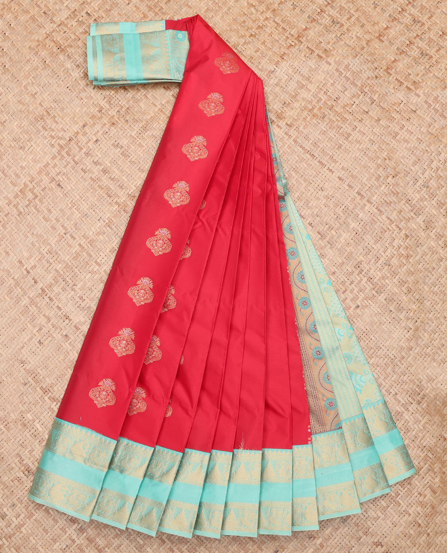 Red Contrast Rettai Pattu Border Budget Silk Saree