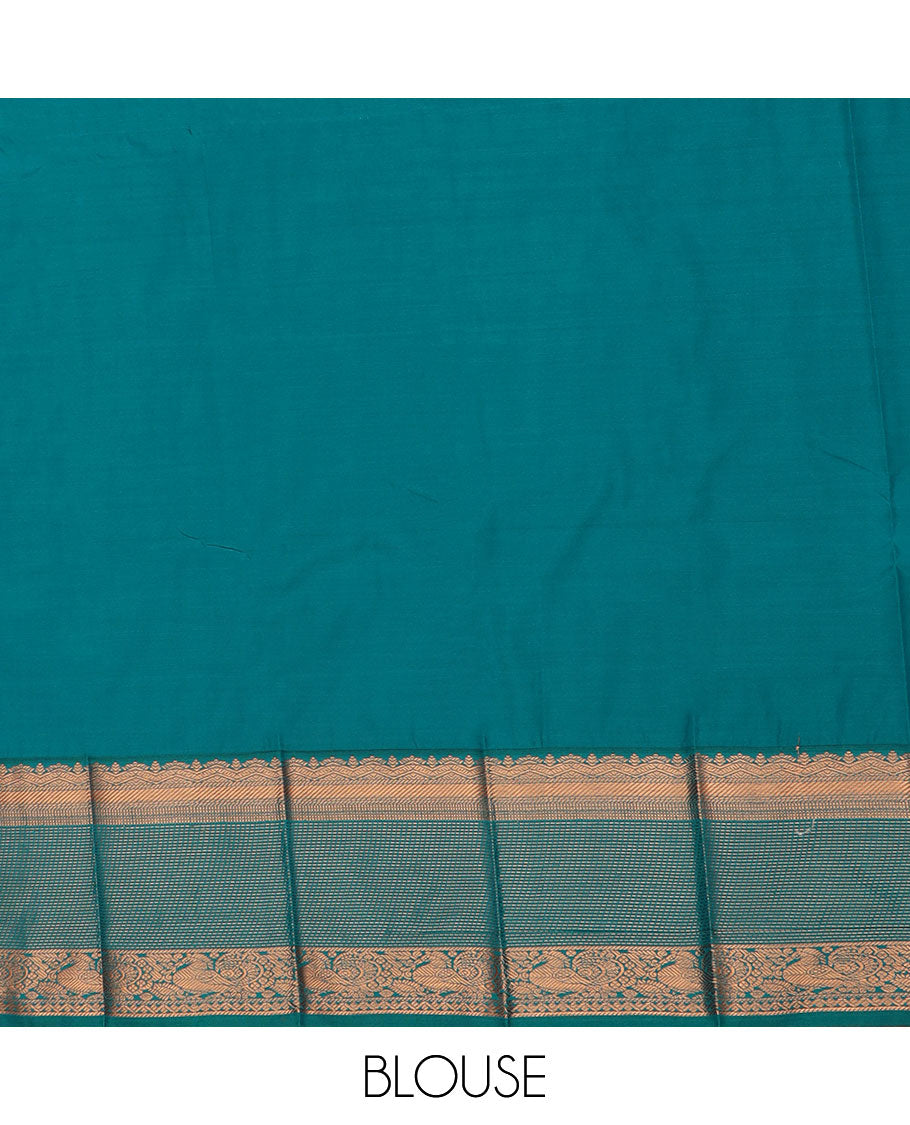 Orange manga buttas gift saree, contrast traditional zari designs border, and jaal pallu