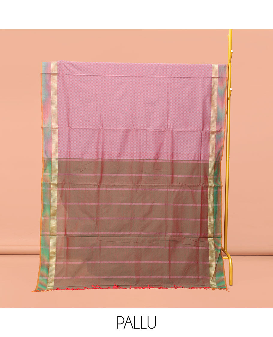 Pale Pink Poly Cotton Saree