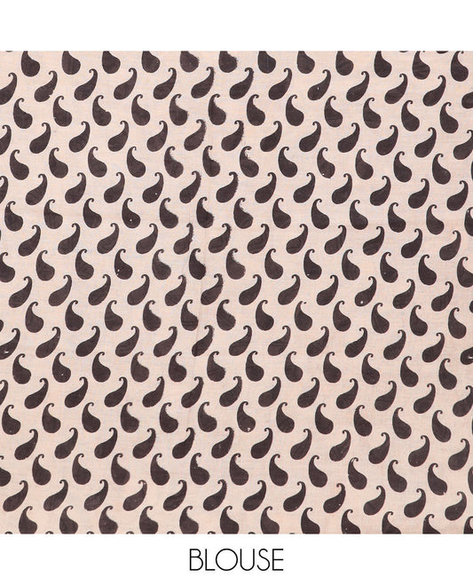 Maroon floral vine machine-printed kalamkari cotton saree, flora-geometric printed border, and pallu of floral vine and peacock print