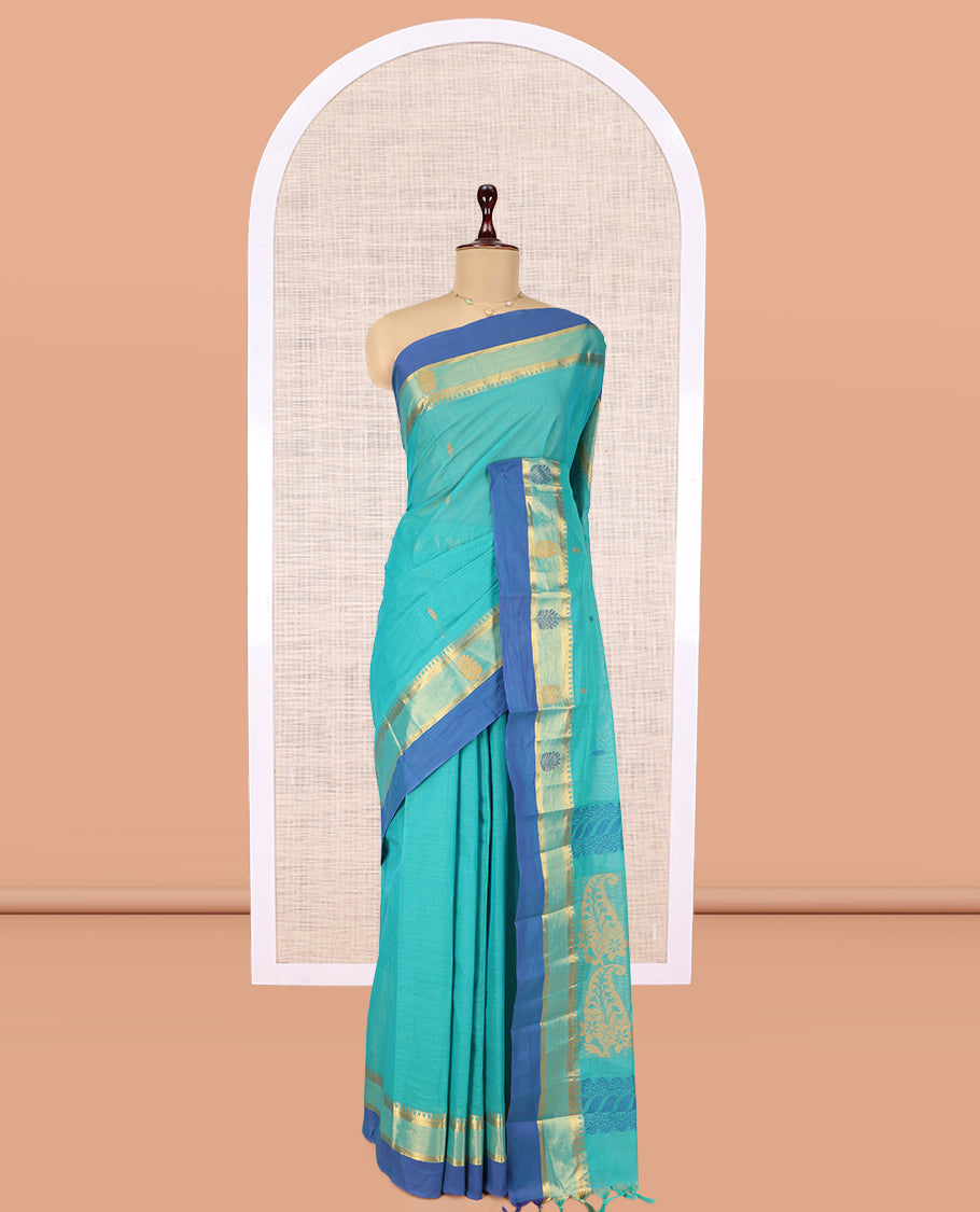 Blue Plain Kanchi Cotton Saree