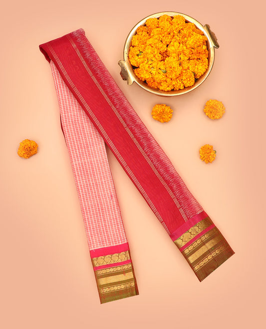 Peach Gadwal Cotton Saree