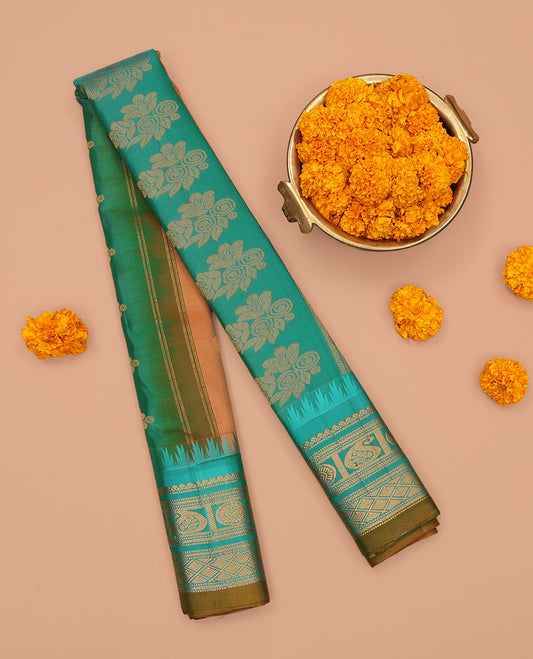 Orange Gadwal Silk Saree