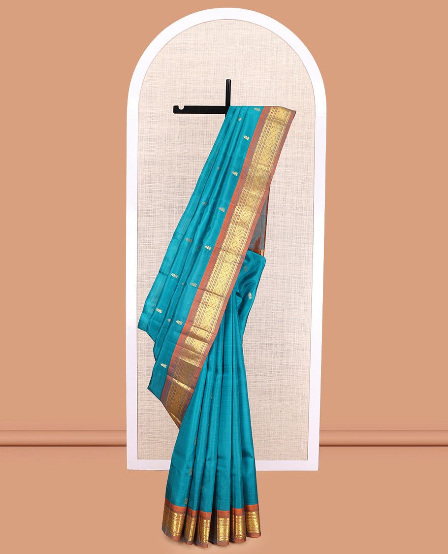 Blue One Side Border Kanchipuram Silk Saree