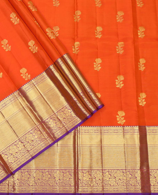 Orange Pure Silk Pavadai Material Set