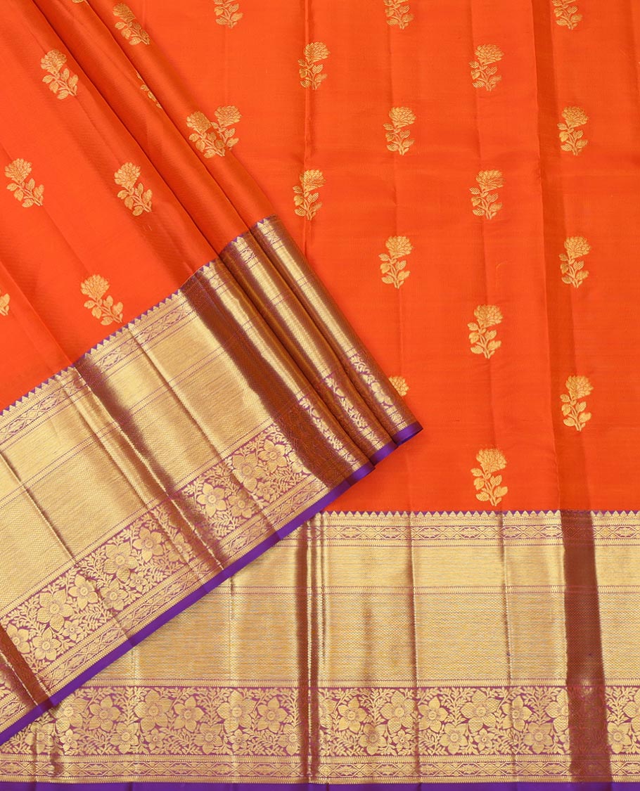 Orange Pure Silk Pavadai Material Set
