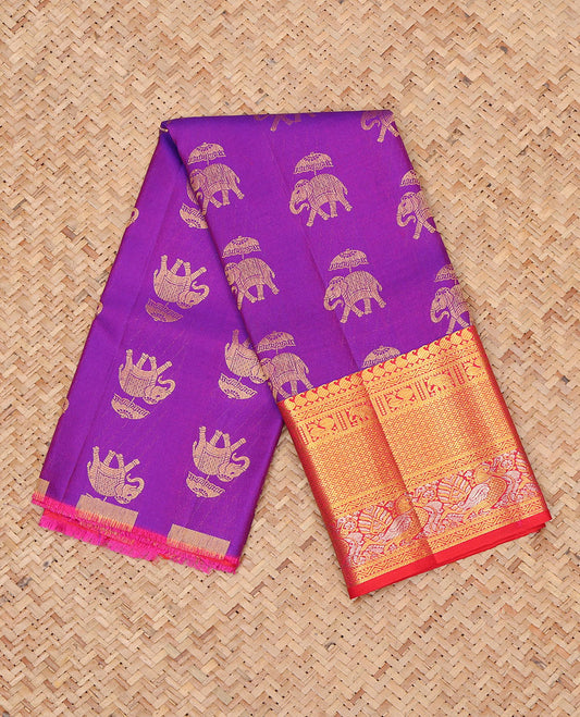 Violet Pure Silk Navarathna Pavadai Material Set