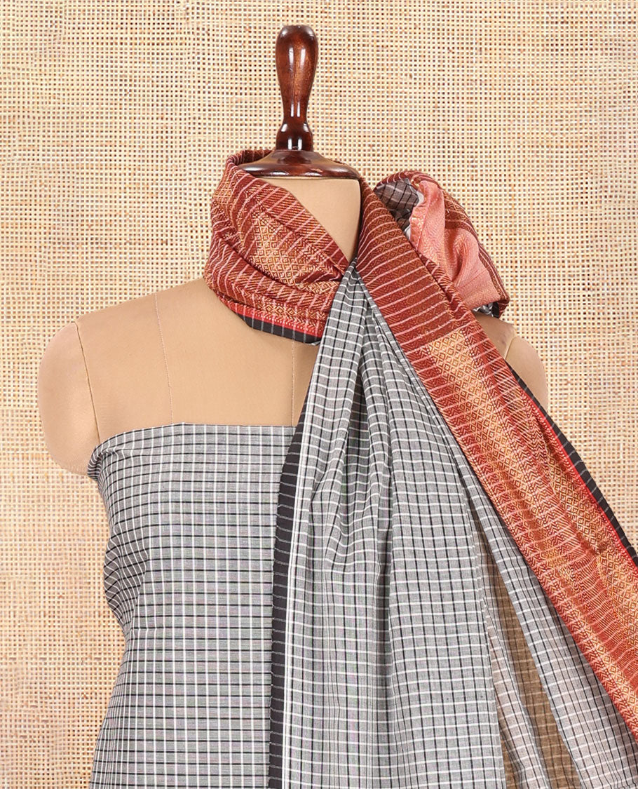 Grey Mercerised Cotton Material Chudidar Set