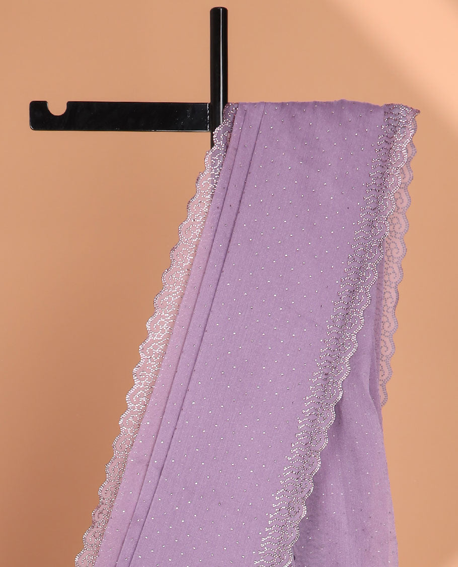 Violet all-over swarovski stone work fendy chiffon saree with swarovski border & self pallu along with swarovski stone work blouse