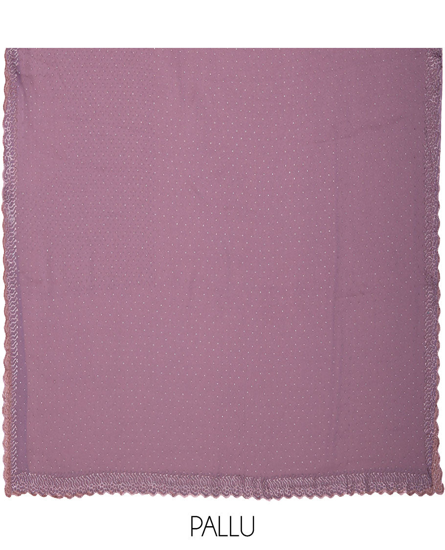 Violet all-over swarovski stone work fendy chiffon saree with swarovski border & self pallu along with swarovski stone work blouse