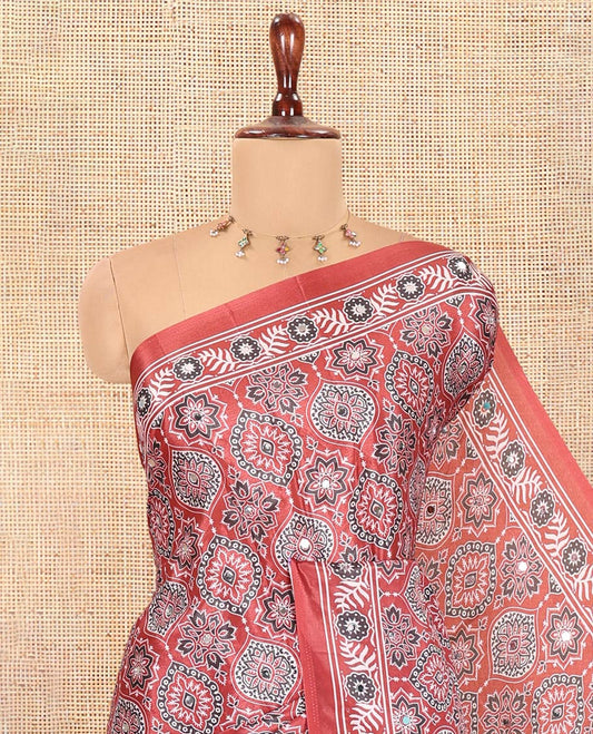 Rust Satin Crepe Saree