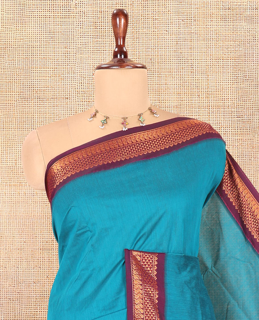 Rama Green Plain Kalyani Cotton Saree
