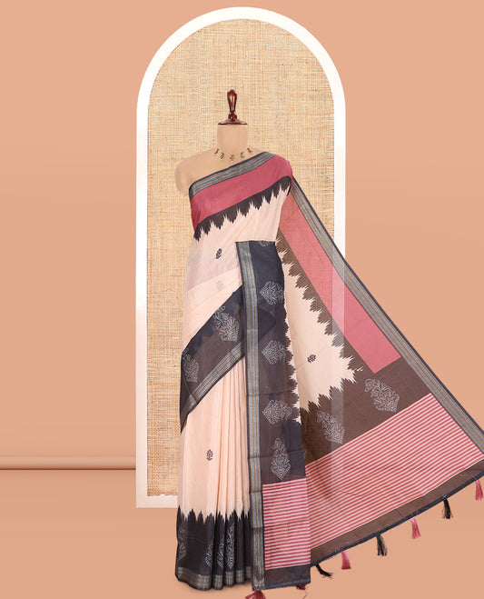 Chikku-Onion Pink Chanderi Cotton Saree