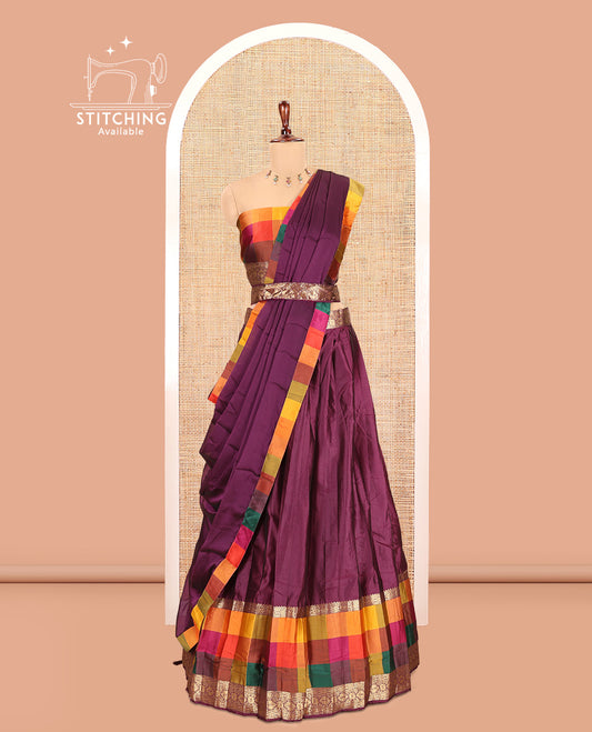 Wine Semi-Silk Half-Saree