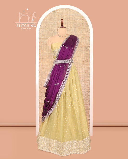 Pista Green Moss Organza Half-Saree