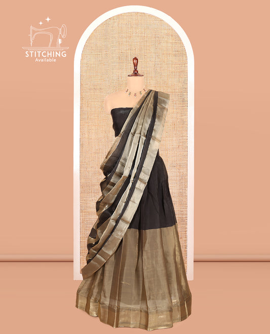Black Velvet Organza Half-Saree