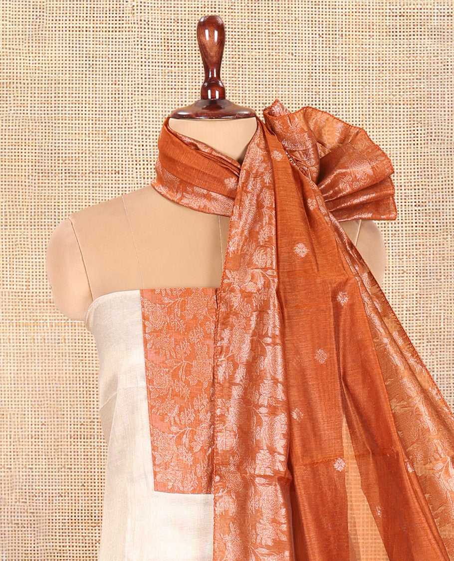 Chikku-Rust Shimmer Tissue Material Chudidar Set