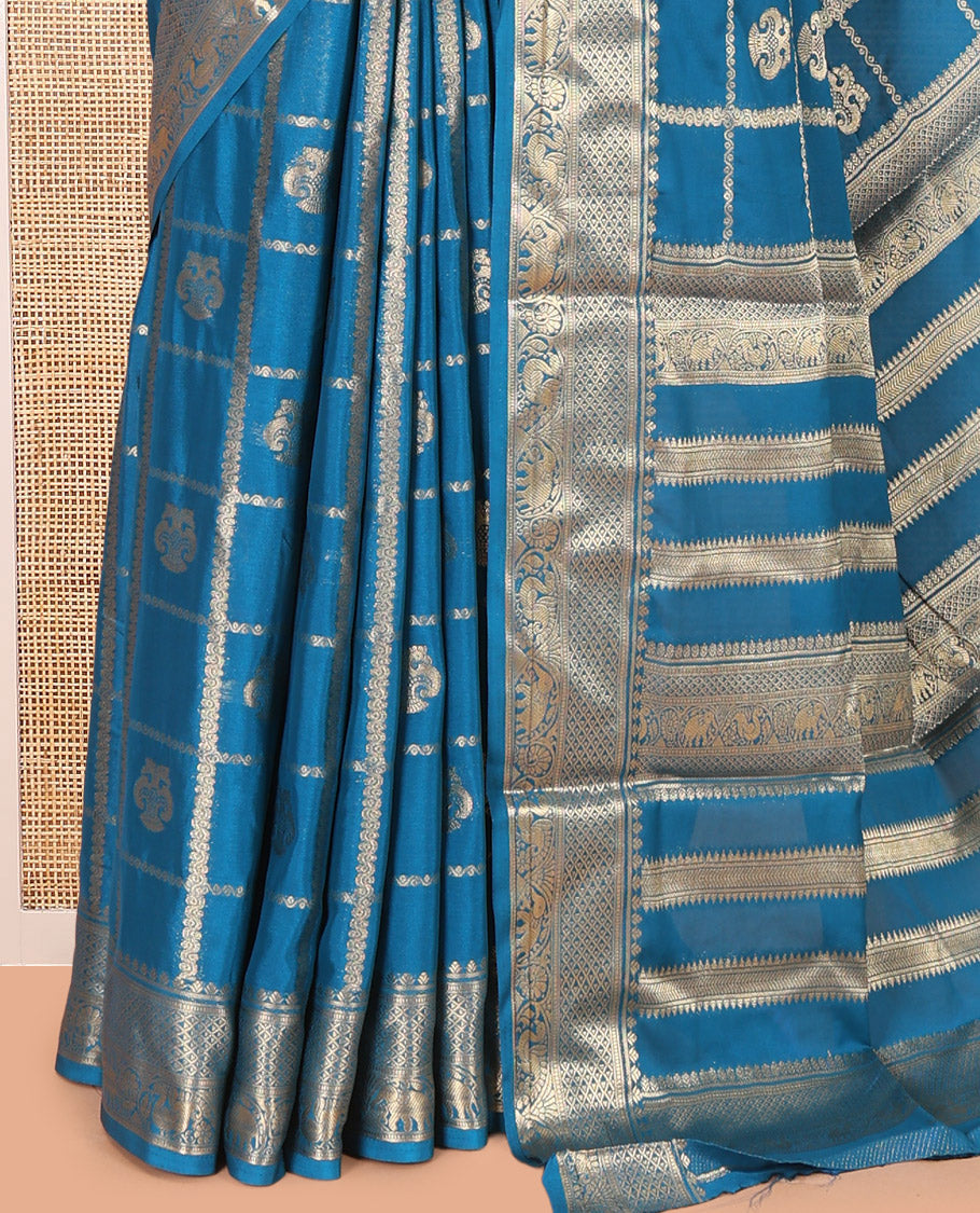 Rama Blue Fancy Mysore Silk Saree