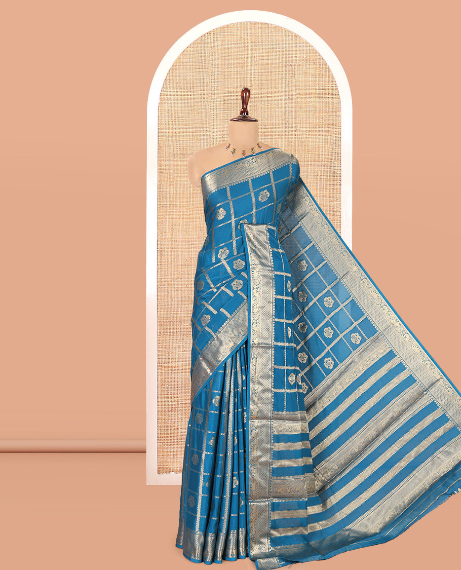 Rama Blue Fancy Mysore Silk Saree
