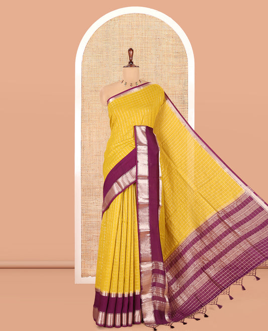 Yellow Assam Silk Saree