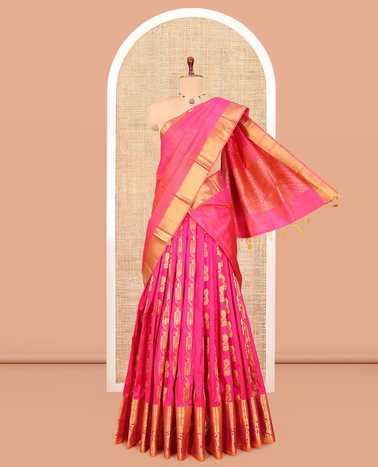 Pink Pure Silk Half Saree