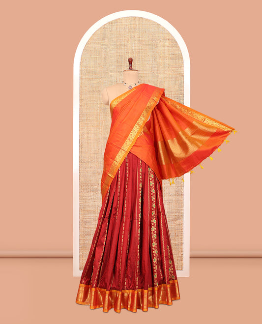 Maroon Pure-Silk Half-Saree