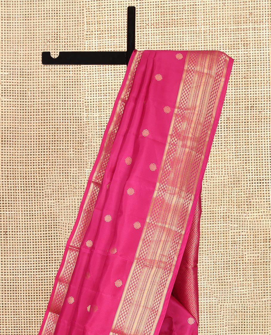 Pink Vasundhara Lite Silk Mix Saree, Decked Up with Zari Buttas, a Traditional Zari Border, Grand Pallu, and a Matching Blouse
