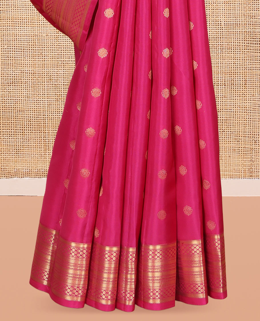 Pink Vasundhara Lite Silk Mix Saree, Decked Up with Zari Buttas, a Traditional Zari Border, Grand Pallu, and a Matching Blouse