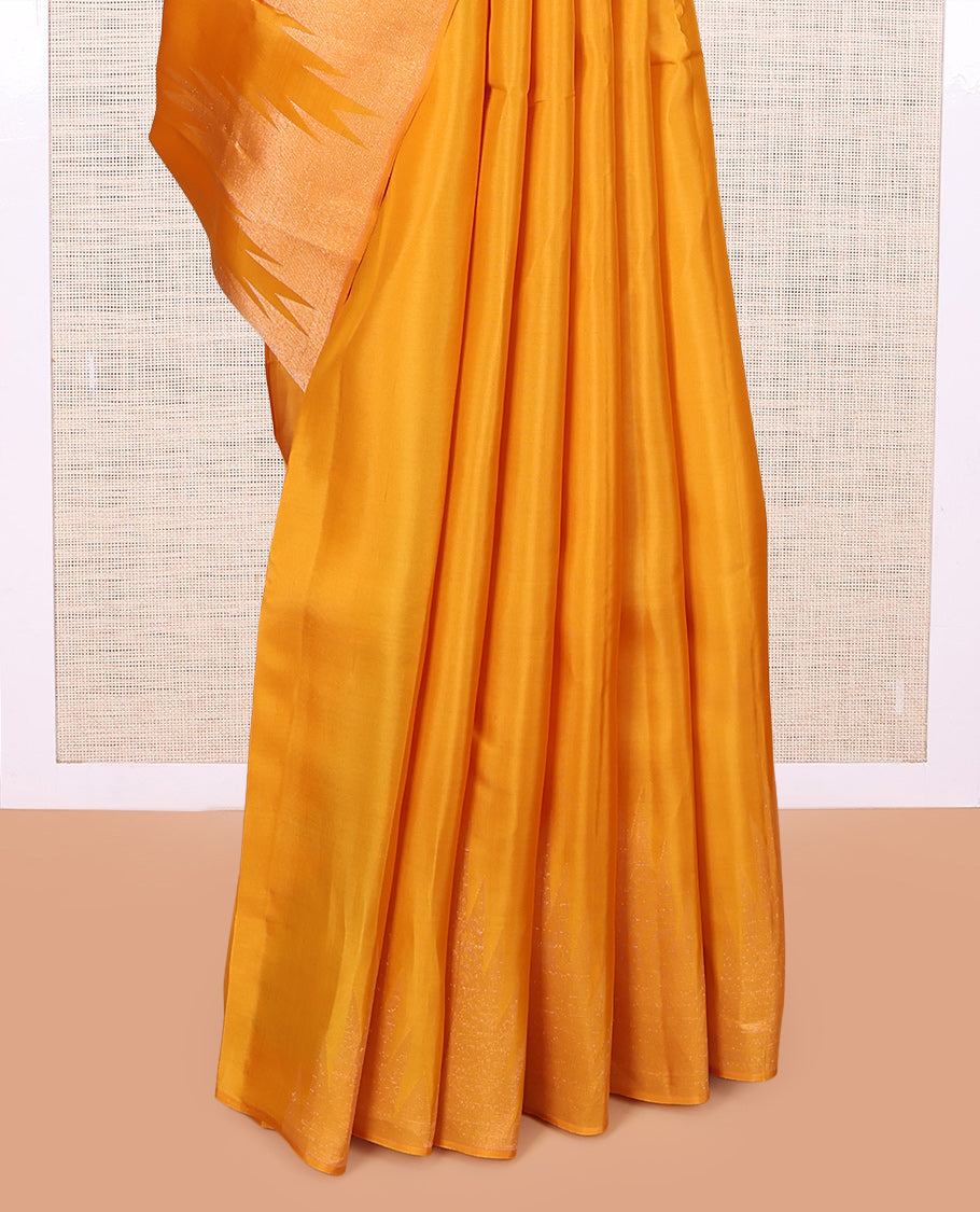 Orange Vasundhara Lite Silk Mix Saree, a Thazampoo Rekku Border, Jaal Pallu, a Matching Blouse