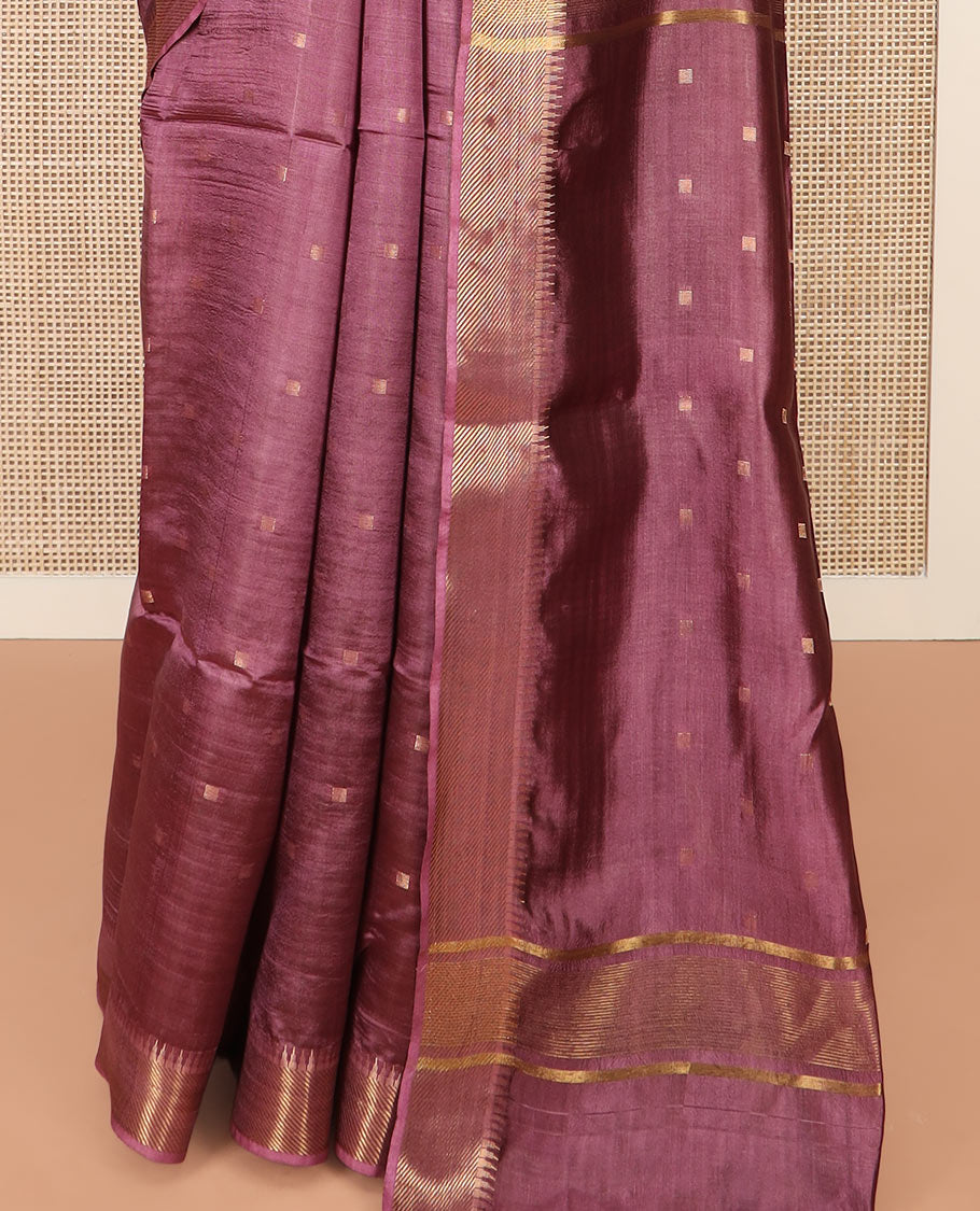 Brown Banana Pith Saree Graced with Zari Buttas, Temple Border of Zari Designs, Subtle Pallu of Zari Designs, and Paired with a Matching Blouse