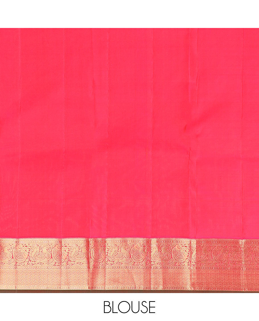 Pale brown zari striped silk saree, contrast border of mayil,kodi visiry & vanki & intricate pallu