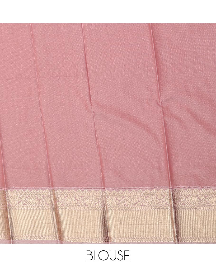 Blue micro-checked and zari buttas gift saree, contrast traditional zari design border, and intricate pallu