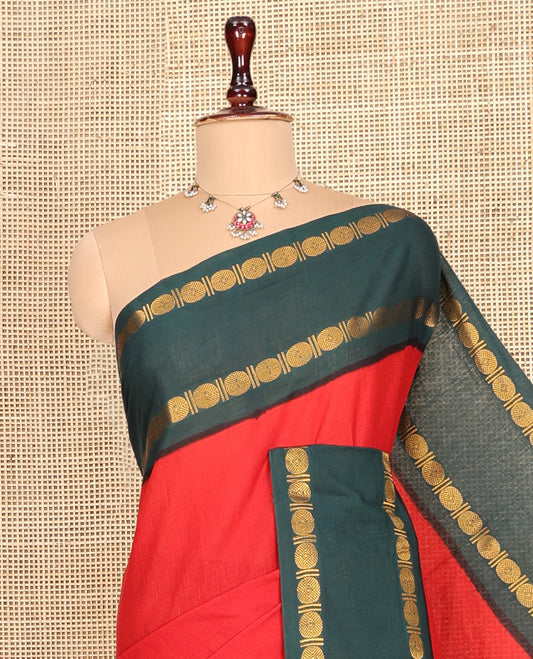 Red Plain Sungudi Cotton Saree