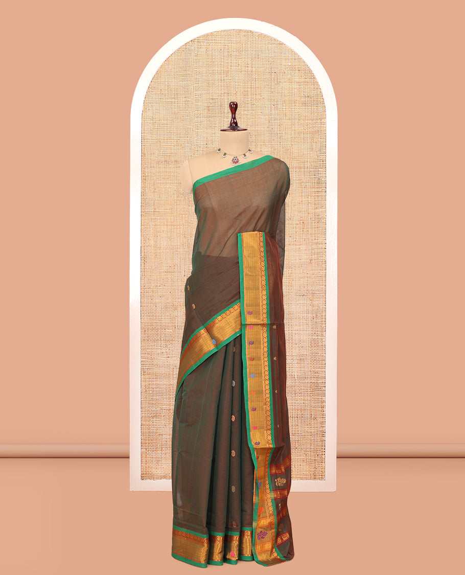 Brown-Shade Venkatagiri Cotton Saree