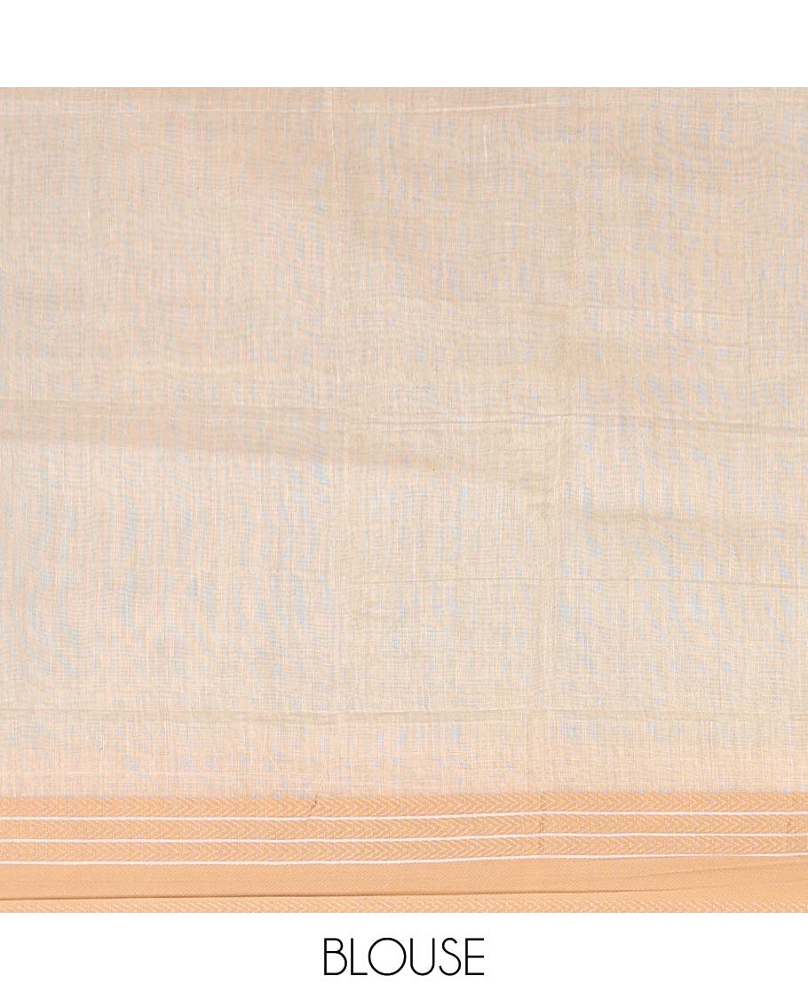 Blue intricately printed chanderi cotton saree, contrast traditional motifs with thread embroidered floral bouquet, and printed pallu