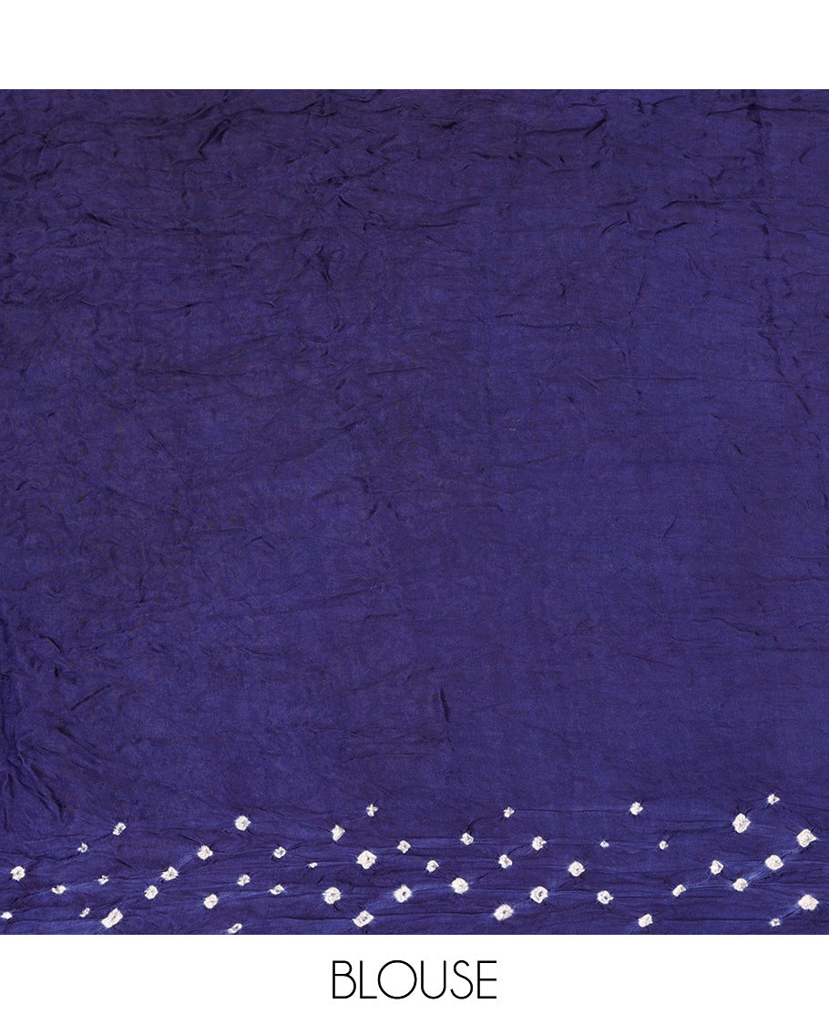 Borderless Blue Bandhani Dola Silk Saree