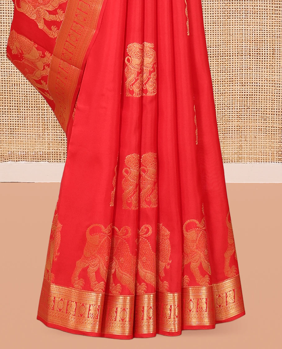 Red Zari Butta Vasundhara Lite Silk Mix Saree